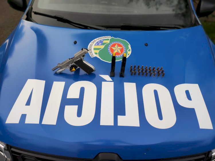 Polícia Militar apreende arma de fogo e recupera  som automotivo furtado em Campo Limpo de Goiás