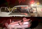 Carro capota após bater em outro veículo na  GO 330 entre Petrolina de Ouro Verde de Goiás